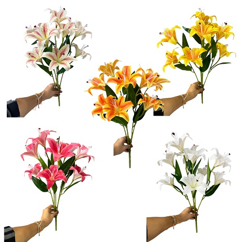 BUQUE DE LIRIOS SILICONE 3D X5 55CM FLORES