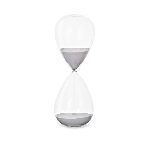 AMPULHETA CINZA VIDRO 15 MINUTOS 16CM DECORAÇÃO