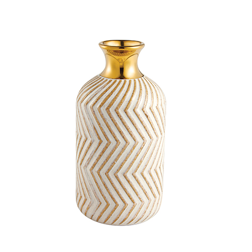 VASO EM CERAMICA BEGE 14X8X8CM VASOS E CACHEPOTS